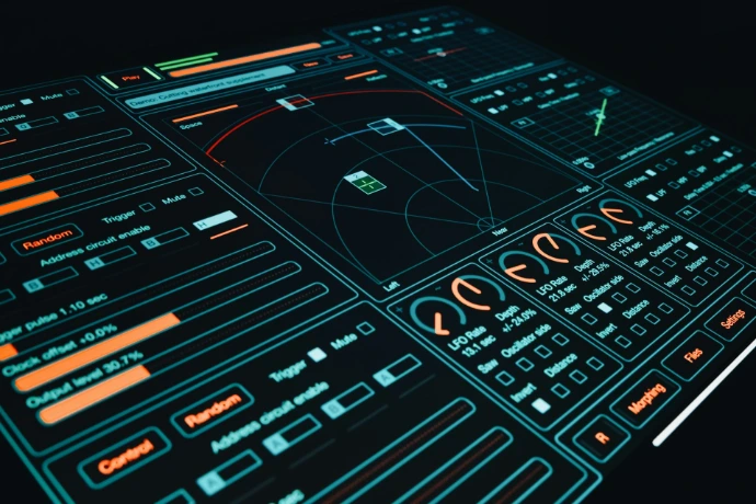 A close up of a control panel in a dark room